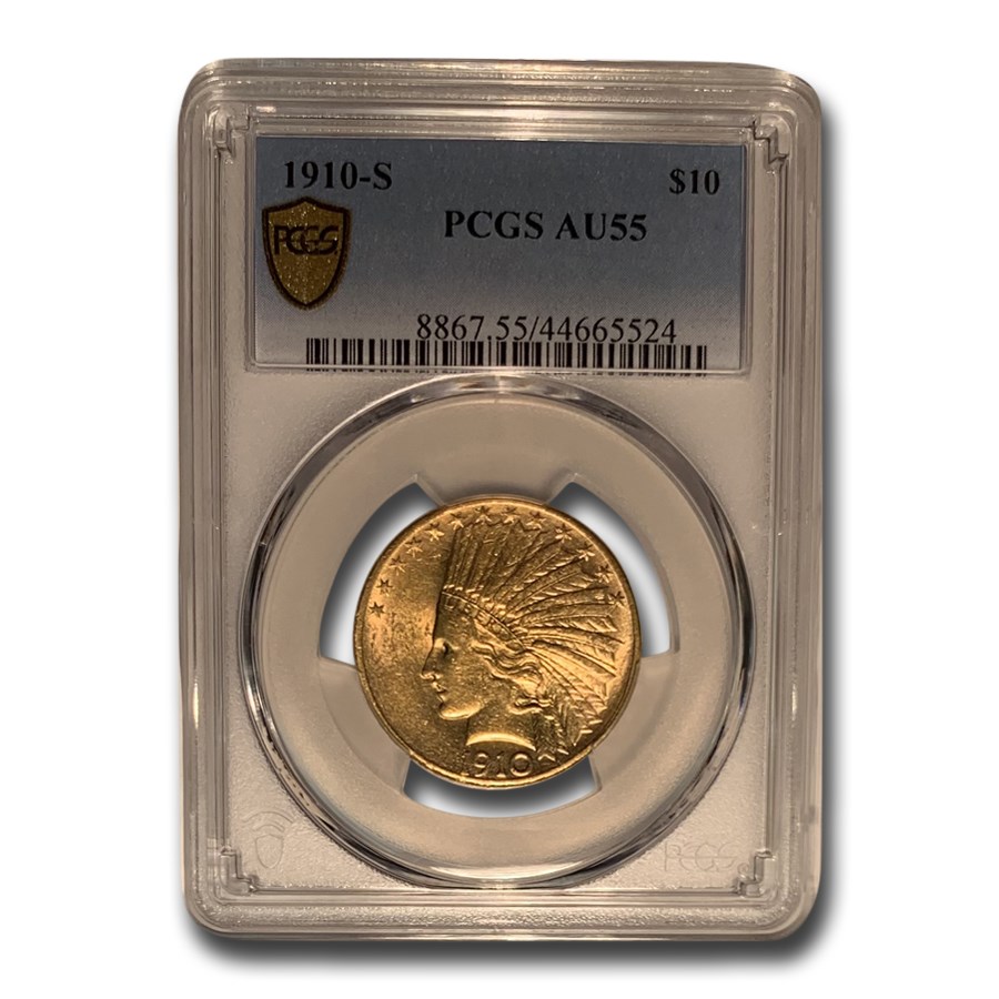 1910-S $10 Indian Gold Eagle AU-55 PCGS