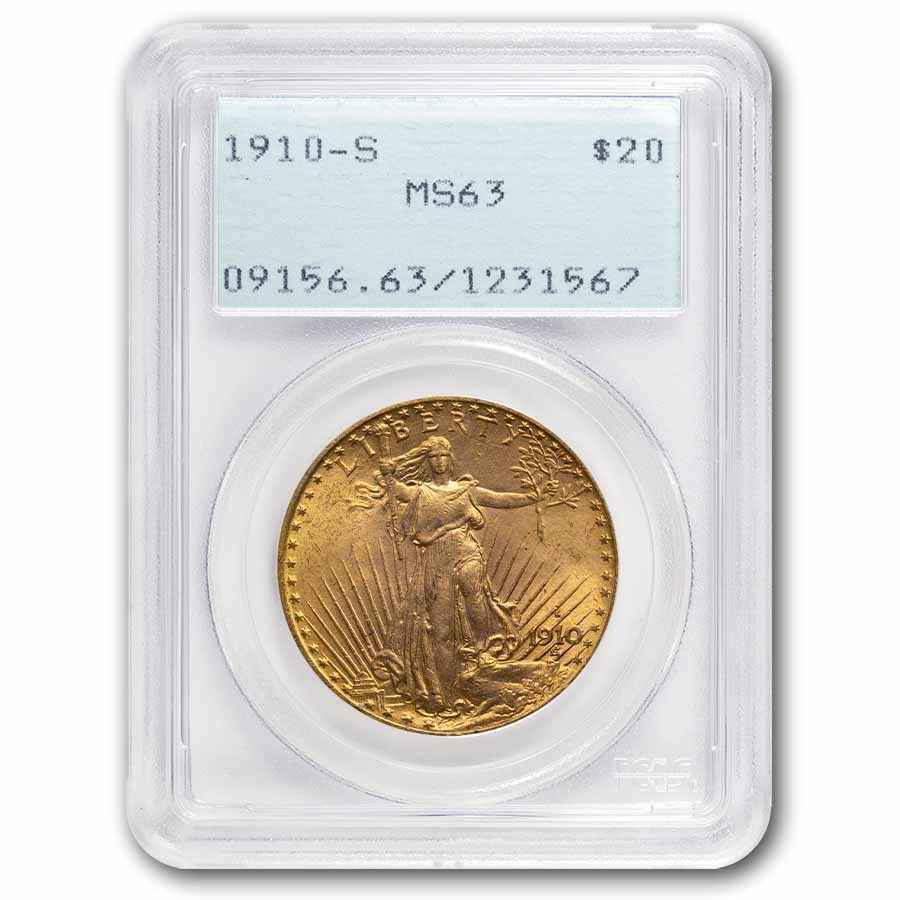 1910-S $20 St Gaudens Gold Double Eagle MS-63 PCGS
