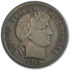 1910-S Barber Dime Fine