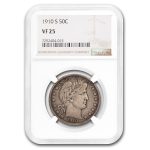 1910-S Barber Half Dollar VF-25 NGC
