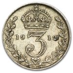 1911-1919 Great Britain Silver 3 Pence George V Avg Circ