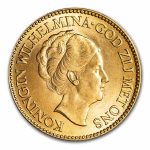 1911-1933 Netherlands Gold 10 Guilders Wilhelmina I BU (Random)