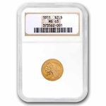 1911 $2.50 Indian Gold Quarter Eagle MS-63 NGC