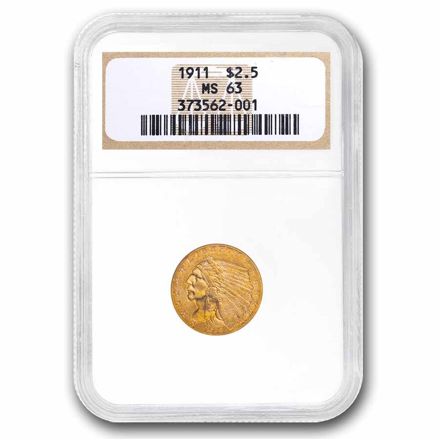 1911 $2.50 Indian Gold Quarter Eagle MS-63 NGC