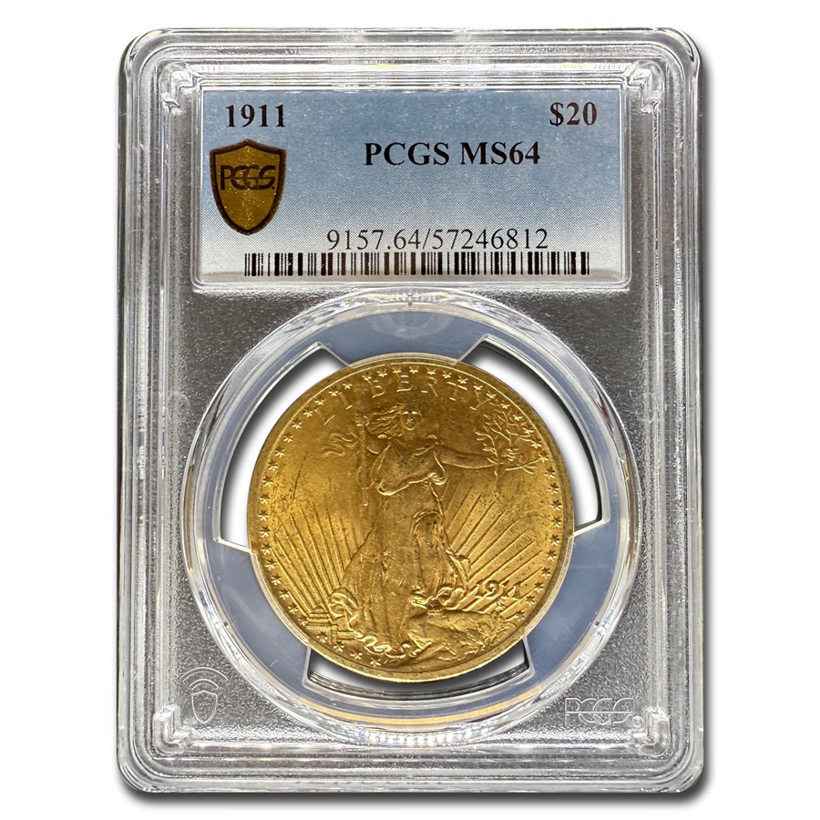 1911 $20 St Gaudens Gold Double Eagle MS-64 PCGS