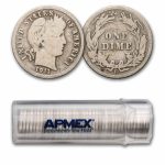 1911-D Barber Dime 50-Coin Roll Avg Circ