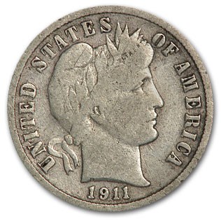 1911-D Barber Dime Fine