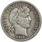 1911-D Barber Dime VF