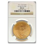1911-D/D $20 St Gaudens Gold Double Eagle MS-64 NGC