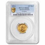 1911 Great Britain Gold 1/2 Sovereign George V MS-64 PCGS