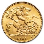1911 Great Britain Gold Half Sovereign George V BU