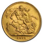 1911 Great Britain Gold Sovereign George V BU