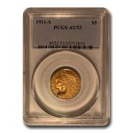 1911-S $5 Indian Gold Half Eagle AU-53 PCGS
