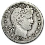 1911-S Barber Quarter VG