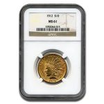1912 $10 Indian Gold Eagle MS-61 NGC