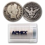 1912-D Barber Half Dollar 20-Coin Roll Avg Circ