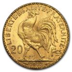 1912 France Gold 20 Francs Rooster BU