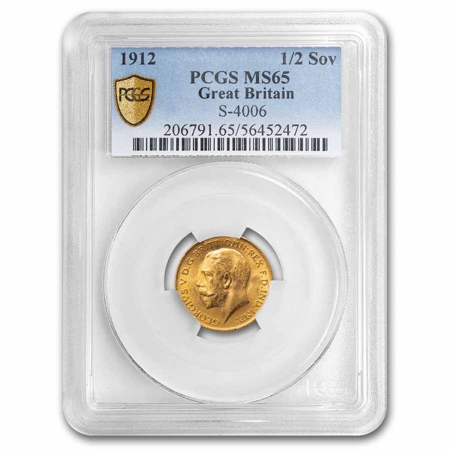 1912 Great Britain Gold Half Sovereign George V MS-65 PCGS