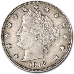 1912 Liberty Head V Nickel XF
