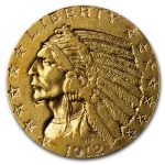 1912-S $5 Indian Gold Half Eagle AU