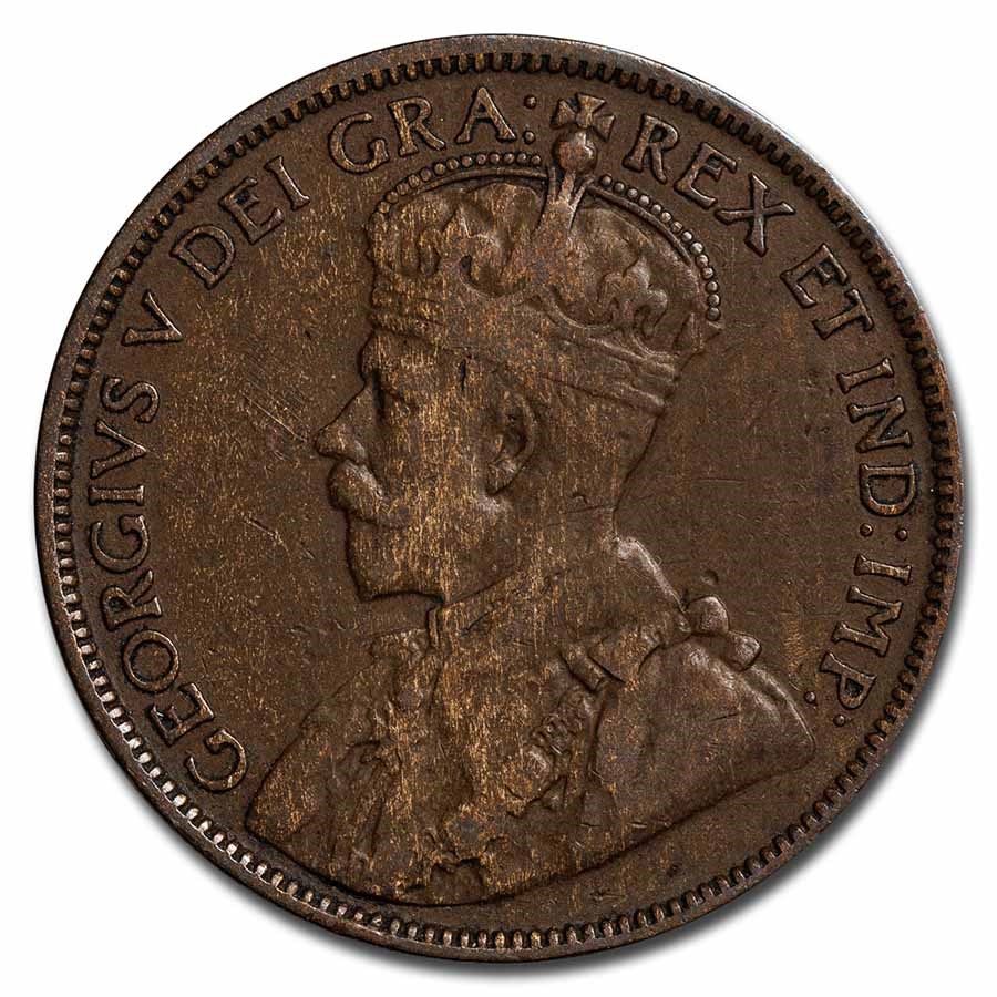 1913-1936 Newfoundland Large Cent George V Avg Circ