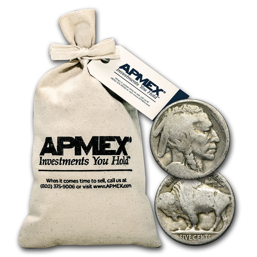 1913-1938 Buffalo Nickels 1000-Coin Bag (No Dates)