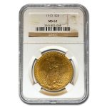 1913 $20 St Gaudens Gold Double Eagle MS-62 NGC
