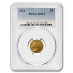 1913 $5 Indian Gold Half Eagle MS-61 PCGS