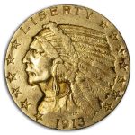 1913 $5 Indian Gold Half Eagle XF