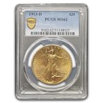 1913-D $20 St Gaudens Gold Double Eagle MS-62 PCGS