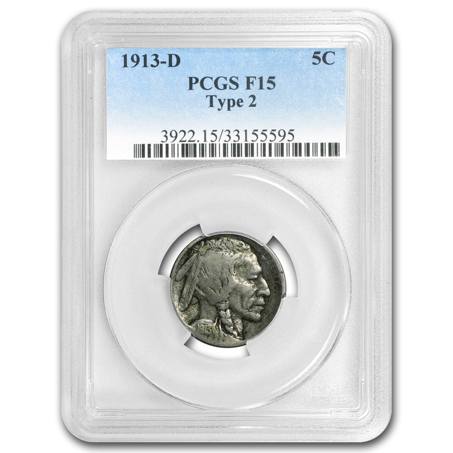 1913-D Buffalo Nickel Type-II Fine-15 PCGS