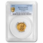 1913 Great Britain Gold 1/2 Sovereign George V MS-64 PCGS