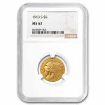 1913-S $5 Indian Gold Half Eagle MS-62 NGC