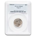 1913-S Buffalo Nickel Type-I MS-65 PCGS
