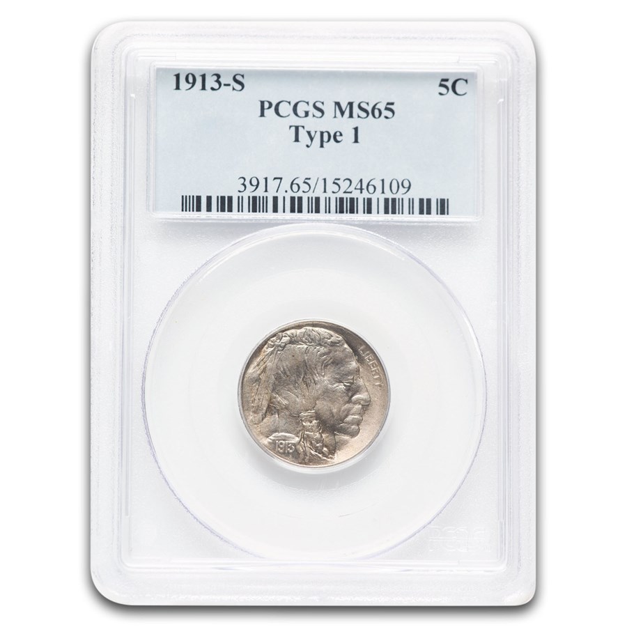 1913-S Buffalo Nickel Type-I MS-65 PCGS