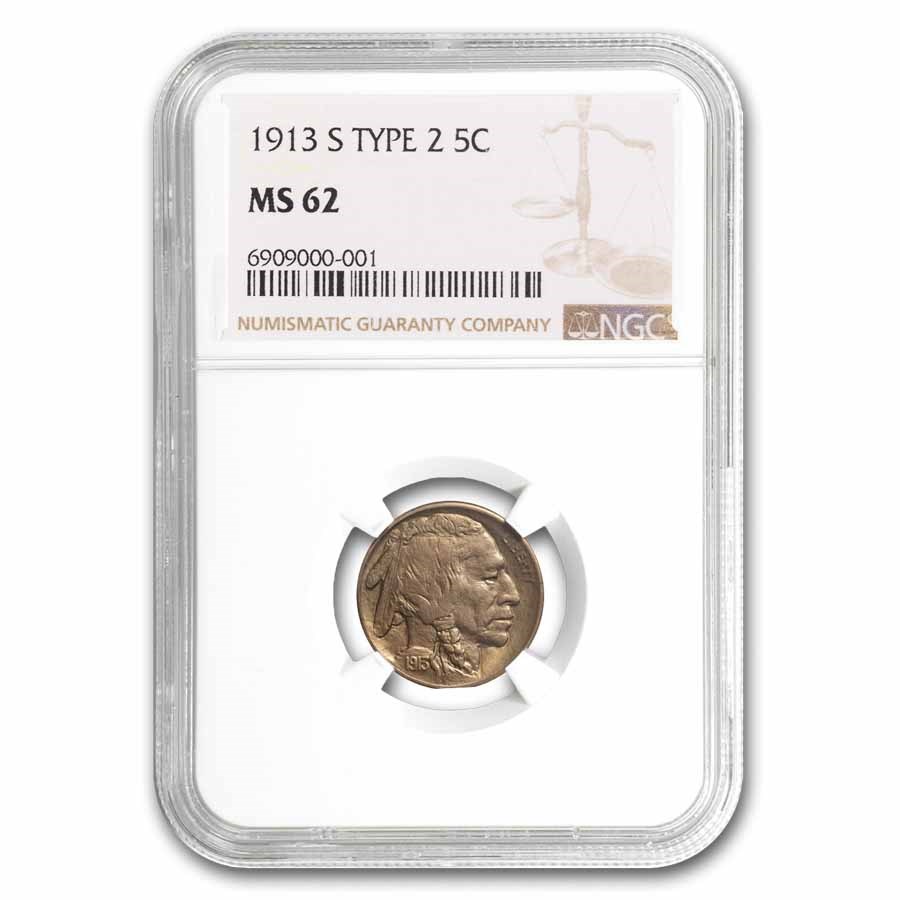 1913-S Buffalo Nickel Type-II MS-62 NGC