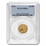 1914 $2.50 Indian Gold Quarter Eagle MS-63 PCGS