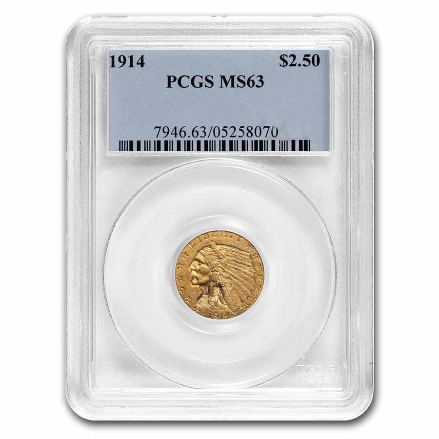 1914 $2.50 Indian Gold Quarter Eagle MS-63 PCGS