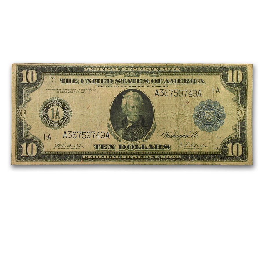 1914 (A-Boston) $10 FRN VG (Fr#TBD)