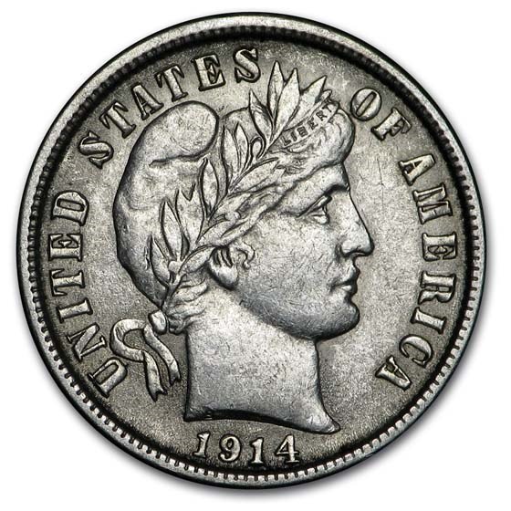 1914 Barber Dime AU
