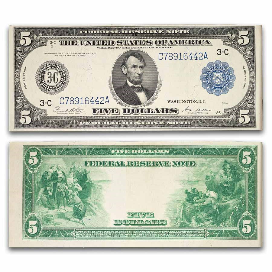 1914 (C-Philadelphia) $5.00 FRN CU (Fr#855A)