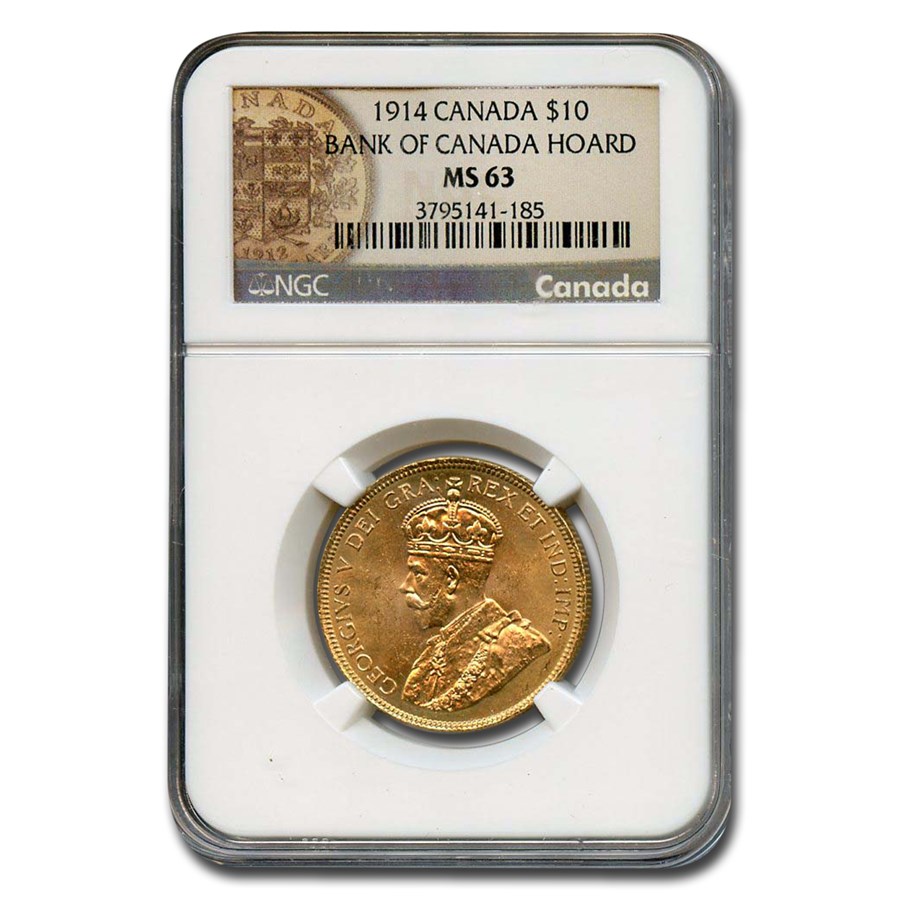 1914 Canada Gold $10 Reserve MS-63 NGC (Bank of Canada Hoard)