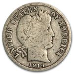 1914-D Barber Dime Good/VG
