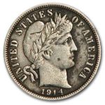1914-D Barber Dime VF