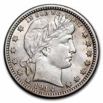1914-D Barber Quarter AU