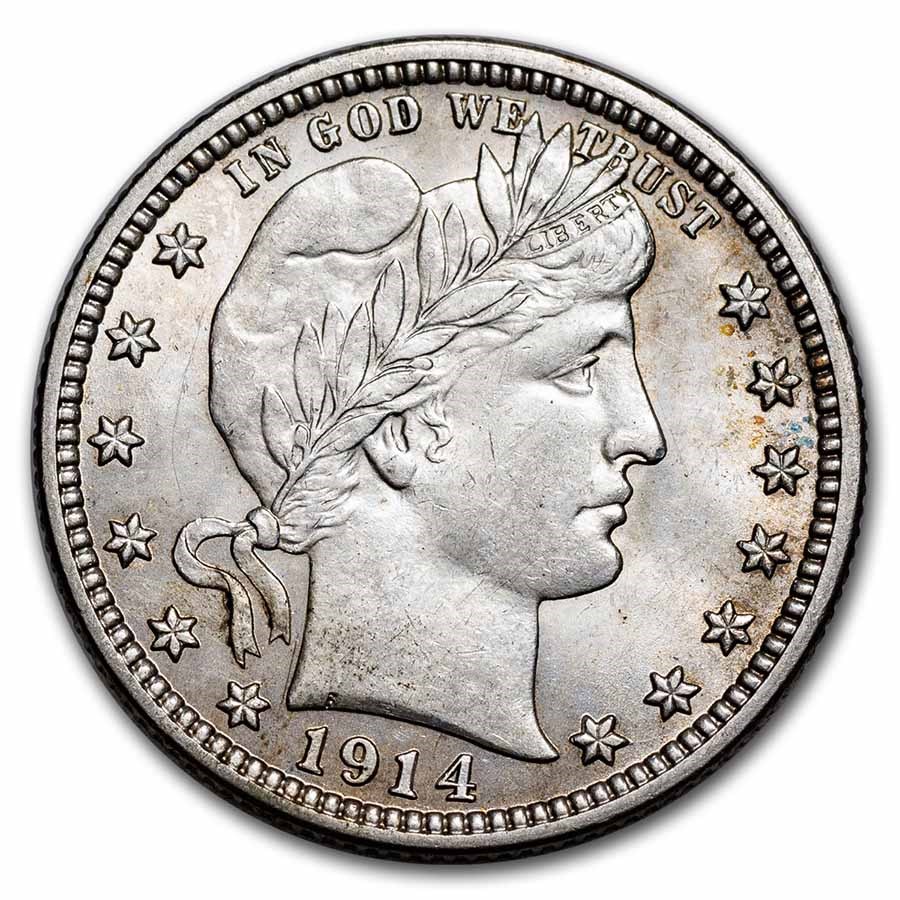 1914-D Barber Quarter AU