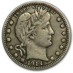 1914-D Barber Quarter XF
