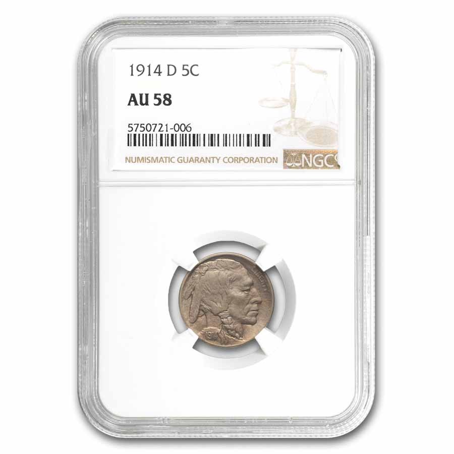 1914-D Buffalo Nickel AU-58 NGC