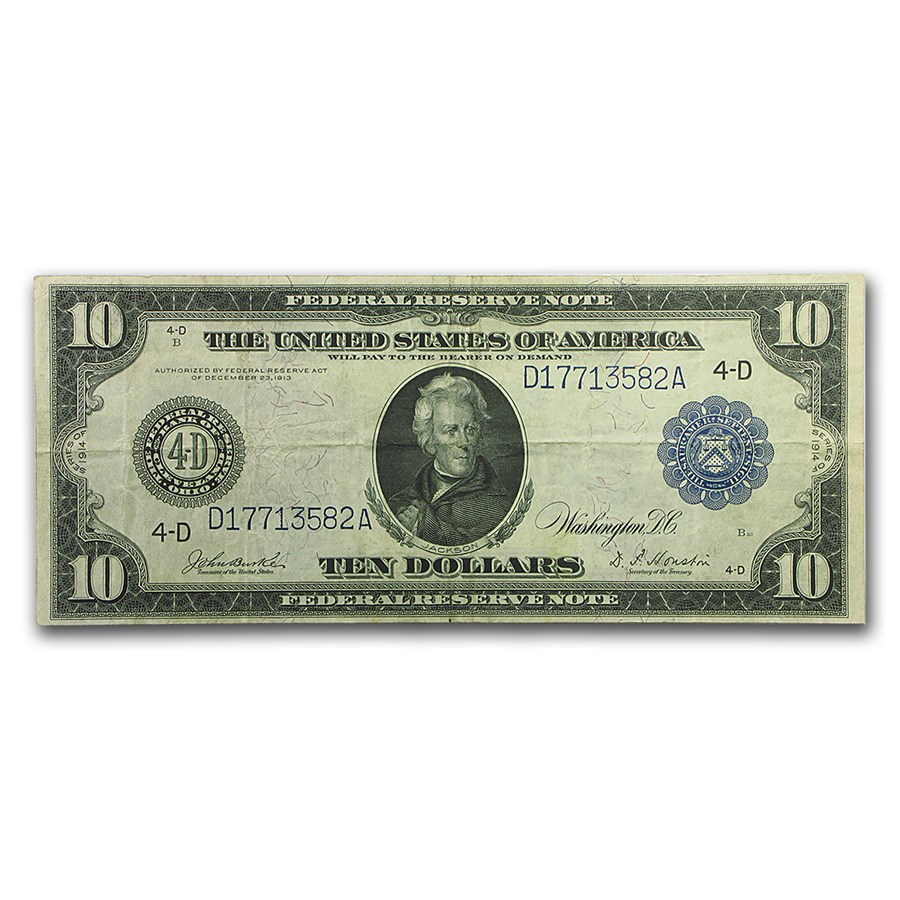 1914 (D-Cleveland) $10 FRN VF (Fr#918)