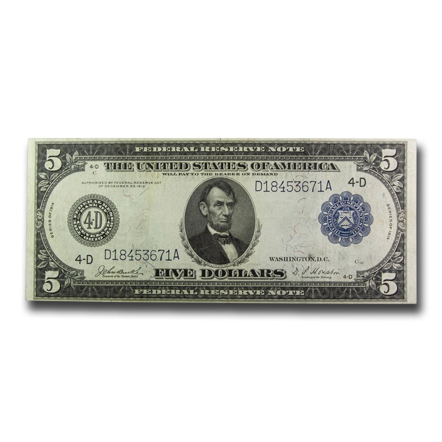 1914 (D-Cleveland) $5.00 FRN VF (Fr#858)